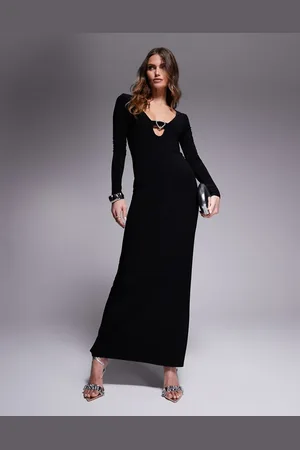 ASOS Long sleeve heart trim maxi dress with keyhole cut out in