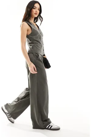 ASOS Cord wide leg dad trousers co-ord in khaki