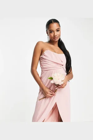 TFNC Bridesmaid Noee bandeau wrap dress in dusty pink