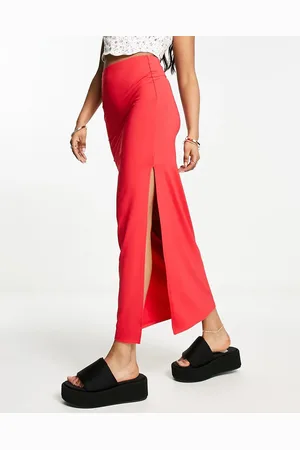 Bershka Ribbed midaxi skirt in