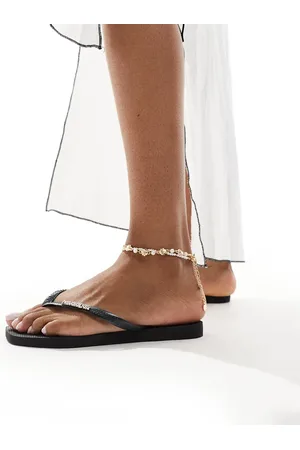 Havaianas Metallic logo square toe flip flops in