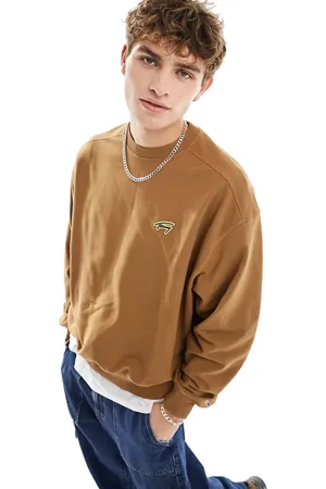 Tommy Hilfiger Boxy signature logo crewneck sweatshirt in khaki