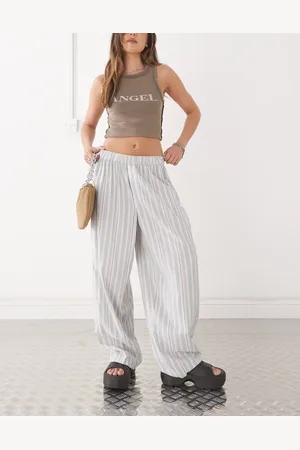 COLLUSION Relaxed linen trousers in mixed stripe co-ord
