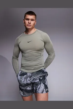 Nike Nike Pro Training Dri-FIT muscle fit long sleeve top in khaki