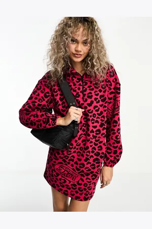 Moschino Sweatshirt dress in all over red leopard print