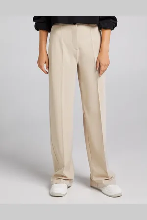 Bershka Wide leg slouchy dad tailored trousers in camel stripe