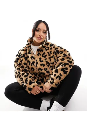 ONLY Teddy half zip fleece in leopard print