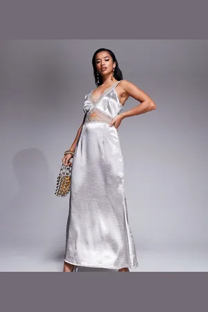 Never Fully Dressed Petite Mimi lace cut-out slip maxi dress in