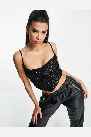 ASOS Sequin cowl neck corset top in