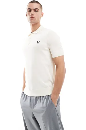 Fred Perry Knitted polo short sleeve shirt in off