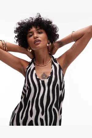 MANGO Satin zebra print vest in white