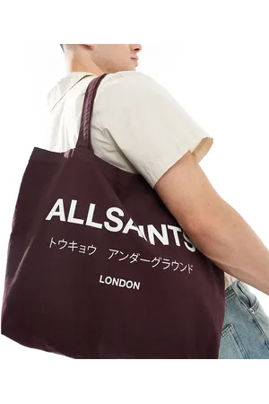 AllSaints Underground tote bag in burgundy exclusive to asos