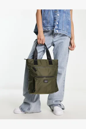Elle Logo nylon front pocket bag in khaki