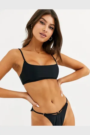 South Beach Exclusive mix and match crop bikini top with gold ring detail in