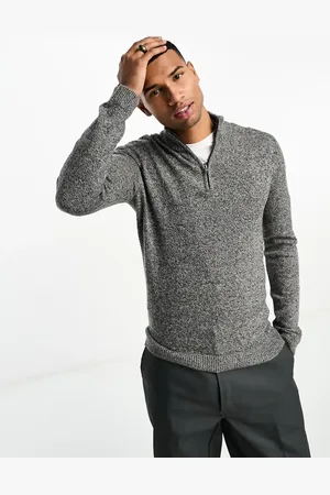 Hollister Icon logo half zip knit jumper in