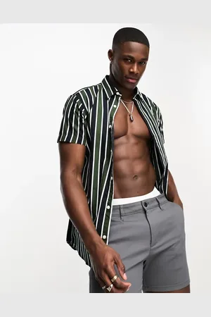 JACK & JONES Originals bold stripe short sleeve shirt in dark