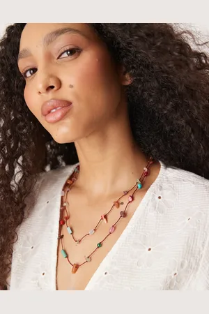 ASOS Multirow long necklaces with chipping detail in