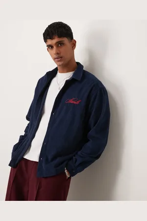 ASOS Oversized boxy cord shirt with embroidery in