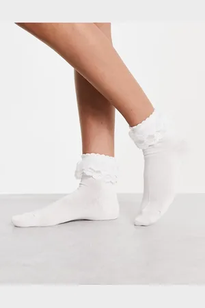 Pieces® Exclusive frilly trim socks in