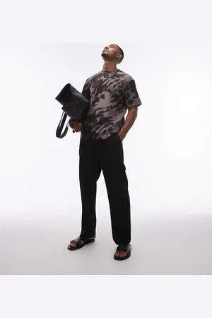 Topman Oversized fit printed plisse t-shirt shadow in