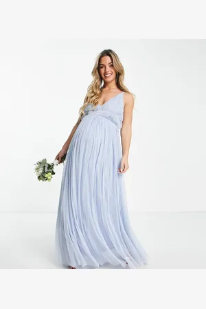 Beauut Maternity Bridesmaid layered tulle maxi dress in light