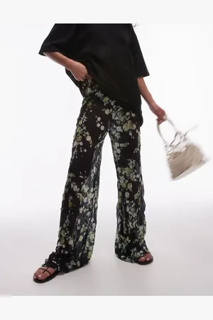 Topshop Floral print sheer crinkle trouser in