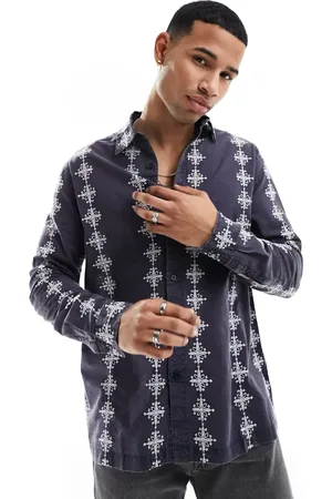 ASOS Relaxed shirt with contrast broderie stripe