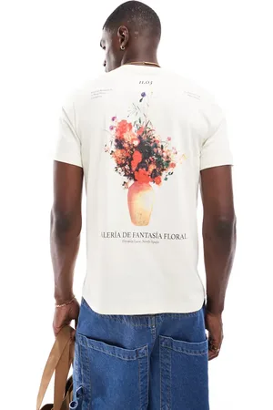 ASOS T-shirt with floral back print in off
