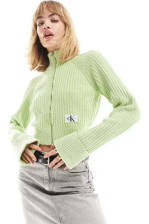 Calvin Klein Monogram logo sweater cardigan in mint