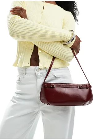ASOS Shoulder bag with buckle detail in burgundy