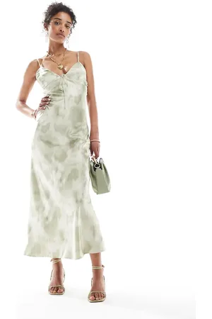 Bershka Satin maxi dress in print