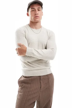 Hollister Icon logo relaxed fit lightweight knit jumper in marl