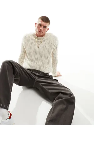 Bershka Loose knit jumper in ecru