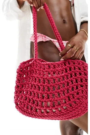 My Accessories Open weave crochet mini shoulder bag in