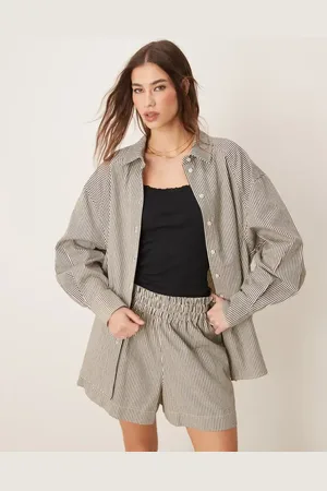ASOS Relaxed shirt co-ord in mono stripe