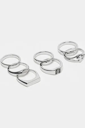 ASOS 7 pack band ring set in tone