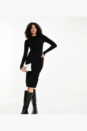 VERO MODA Lettuce edge midi dress in