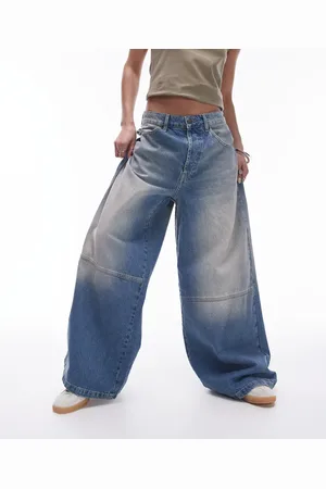 Topshop Ruined cargo wide leg jean in mid