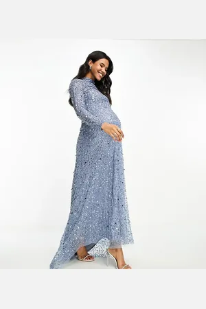 Beauut Maternity Bridesmaid allover embellished modest maxi in dark