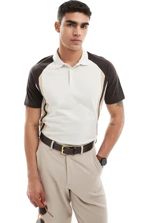 ASOS Relaxed cut and sew polo in beige