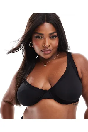ASOS ASOS DESIGN Curve Tia super soft microfibre underwired bra with lace trim in