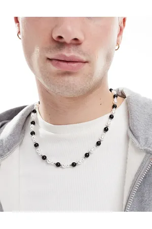 ASOS Faux pearl and black bead necklace