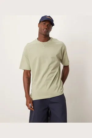 MANGO Relaxed fit linen mix t-shirt in pale