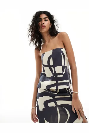 ASOS Clean bandeau top co-ord in mono abstract print