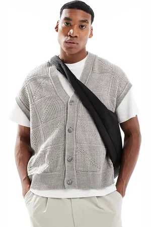 ASOS Oversized knitted boxy sleeveless cardigan in grey
