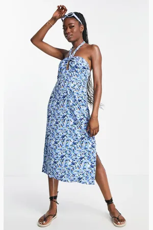 QED London Halter neck midi dress in floral