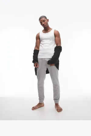 Topman Lounge taper waffle jogger in light