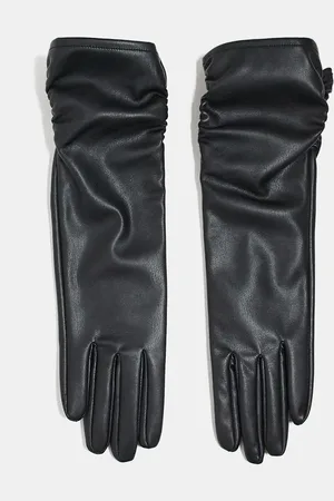 ASOS Faux leather long gloves with ruched detail