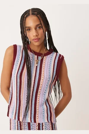ASOS Mock crochet vertical stripe tank in