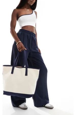 ASOS Canvas tote bag with contrast detail in navy